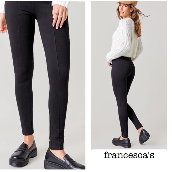 🍁New Francesca’s Chellie Black Ponte Leggings - Picture 1 of 6